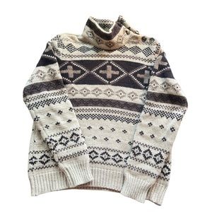 Lauren Ralph Lauren Cream and Brown Turtleneck Sweater